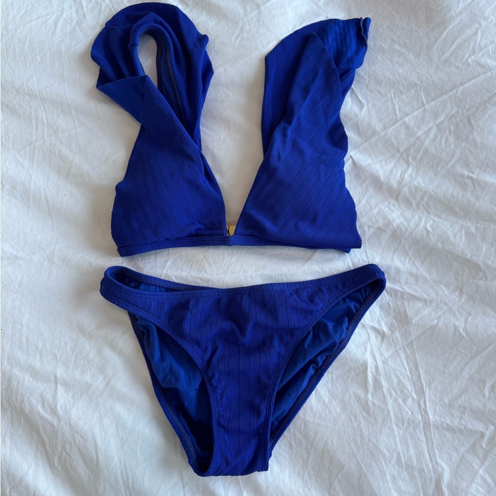 Vix by Paula Hermanny Ruffled Bikini in Klein Blue size M - Picture 4 of 8